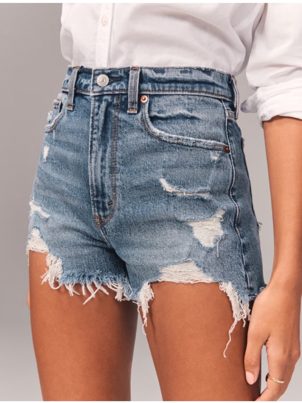 Abercrombie high rise mom shorts size 27 High-Rise Distressed Denim Jean Shorts
